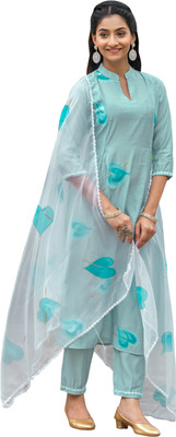 Wonder Weaves Printed Kurta, Trouser/Pant & Dupatta Set
