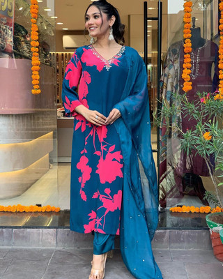 Tasrika Printed Kurta, Trouser/Pant & Dupatta Set