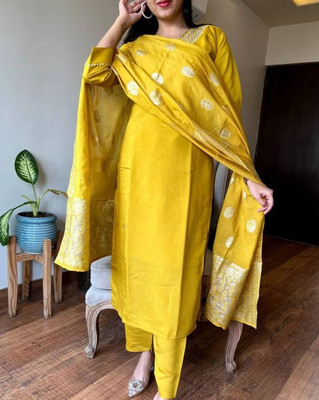 Lensya Embroidered Anarkali Kurta, Bottom & Dupatta Set