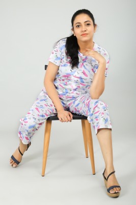 PERFECTPIVOT Women Printed Blue Top & Pyjama Set