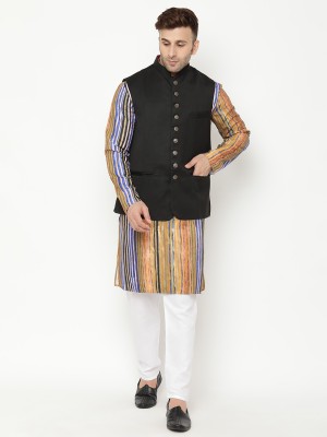 Hangup Men Kurta Pyjama Ethnic Jacket Set