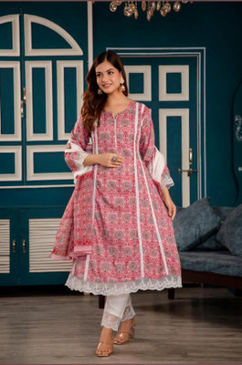 ansgarments Printed Kurta, Dhoti Pant & Dupatta Set