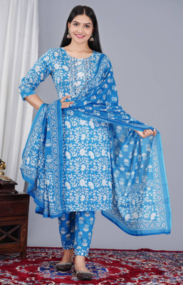 BAMSOM WEAR Women Kurti Pant Attached Dupatta Set