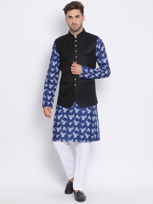 Hangup Men Kurta Pyjama Ethnic Jacket Set