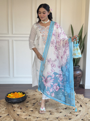 JD ENTERPRISE HUB Embroidered Kurta, Trouser/Pant & Dupatta Set