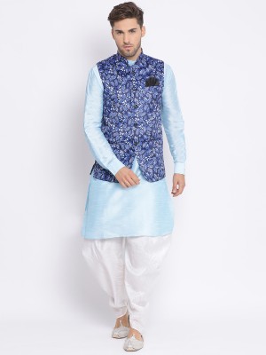 Hangup Men Kurta Dhoti Pant Ethnic Jacket Set