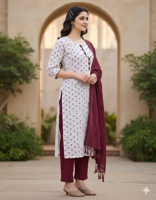 FAISHNAORA Women Kurti Pant Dupatta Set