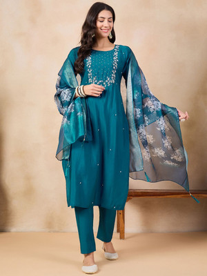 kiwastudio Embroidered Kurta, Trouser/Pant & Dupatta Set