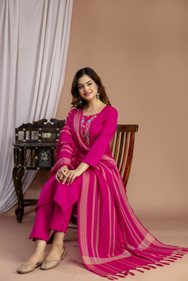Chafi Collection Embroidered Kurta, Trouser/Pant & Dupatta Set