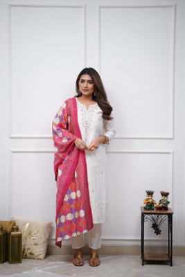 Ananta Creation Embroidered Kurta, Churidar & Dupatta Set