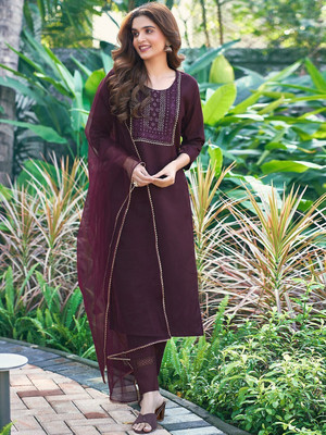Zinariya Fab Embroidered Kurta, Churidar & Dupatta Set