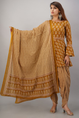 IRIDAA JAIPUR Floral Print Kurta, Dhoti Pant & Dupatta Set