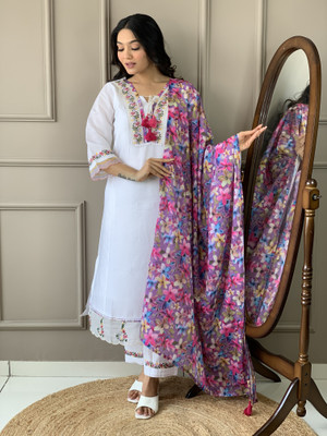 Dhruvil Impex Embroidered Kurta, Trouser/Pant & Dupatta Set