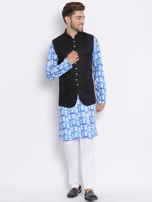 Hangup Men Kurta Pyjama Ethnic Jacket Set