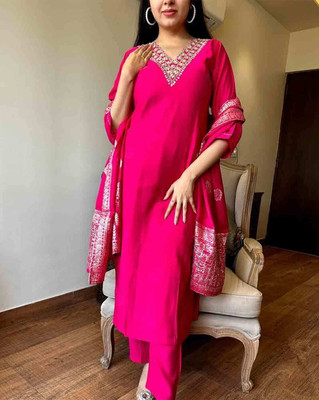 Lensya Embroidered Anarkali Kurta, Bottom & Dupatta Set