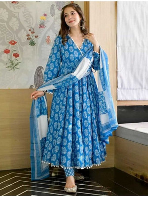 THE Z KARA Printed Kurta, Palazzo & Dupatta Set