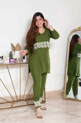 KHODIYAR LACE WORK Tunic Pant Co-ords Set