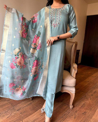 RN Fashion Embroidered Kurta, Trouser/Pant & Dupatta Set