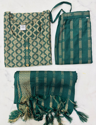 FazAttire Self Design Kurta, Trouser/Pant & Dupatta Set