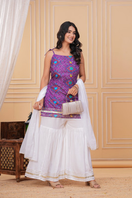 BLEVY Women Kurta Sharara Dupatta Set