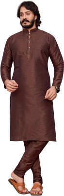 AKHANDDEEP Men Solid Straight Kurta(Brown)