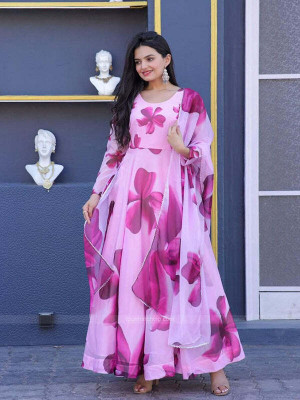 TheShivCreation Flared/A-line Gown(Pink)