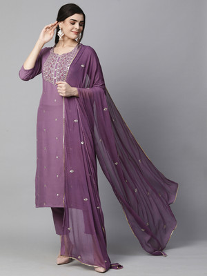 Anni Designer Embroidered Kurta, Palazzo & Dupatta Set
