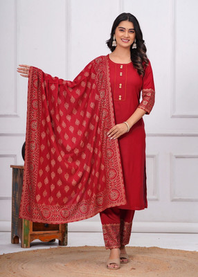 BLEVY Women Kurta Pant Dupatta Set