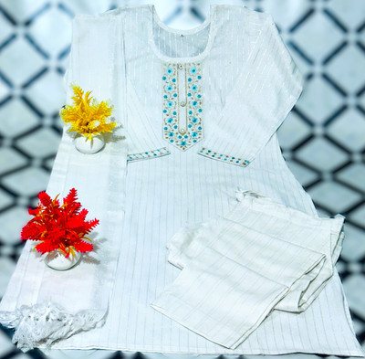 AuzaSho Collection Women Kurta Pant Dupatta Set