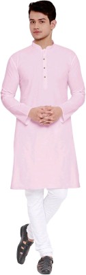 TRSUTSOUS Men Solid Straight Kurta(Pink)