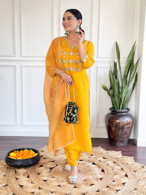 MITRA CREATION Embroidered Kurta, Trouser/Pant & Dupatta Set