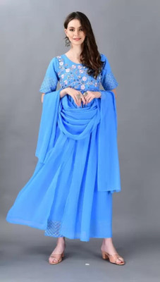 AMALAK Women Kurti Palazzo Dupatta Set