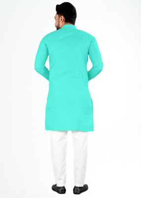 Ae Aahira Enterprise Men Solid A-line Kurta(Light Blue)