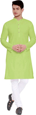 ZEDIN Men Solid Straight Kurta(Light Green)