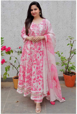 cheshtacreation Embroidered Anarkali Kurta, Bottom & Dupatta Set