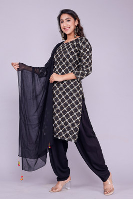 AAKASH Printed Kurta, Patiala & Dupatta Set