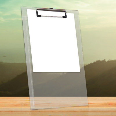 BOOKFORD Clear Transparent Paper Clipboard Drawing/Writing/Exam board with Clip & Elastic(Set of 1, White)