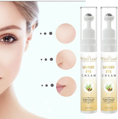 White Leaf Under Eye Cream for Dark Circles | Cooling Massage Roller(Pack Of 2)(30 ml)