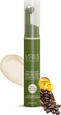 Lotus Botanicals Coffee and Multi-Peptide Under Eye Creme | Coffee & Vitamin E|Fades Dark Circles(15 ml)
