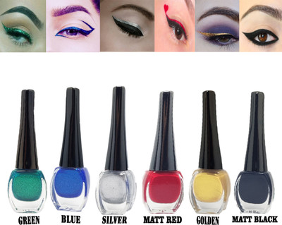 Bigwig Waterproof Glitter Liquid Eyeliner set of 6, (Multicolor) 30 ml(Multicolor)
