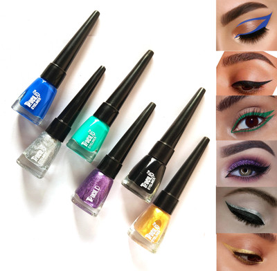 touchup Combo of 3 Matte and 3 Glitter Liquid Eyeliners, 30 ml(Green, Golden)