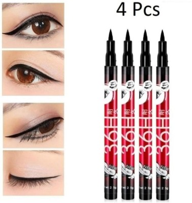 Yuvami's High quality waterproof liquid-eye liner 36 Hours stay smudge Proof (pack of 4) 12 g(Deep Black)