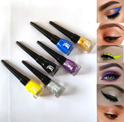 touchup Combo of 3 Matte and 3 Glitter Liquid Long Lasting Eyeliners 30 ml(Glitter Silver)