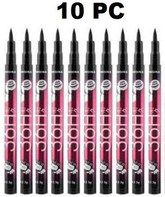 QRIOS Best Quality 36 Hours Eyeliner Waterproof - (Black, - Pack Of 10) 2.5 g(Multicolor)