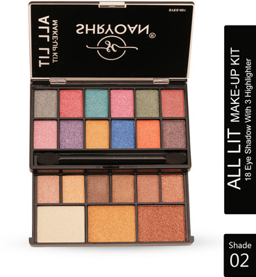 Shryoan All Lit Make-up Kit With 18 Eyeshadow & 3 Highlighter Powder | Highly Pigmented 20 g(Multicolor 02)