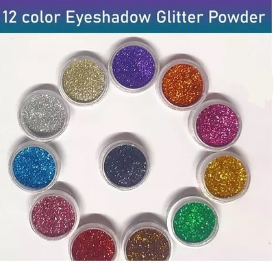 YELGO Pack of 12 Multicolor Eyeshadow Glitter Powder for eye makeup 25 ml(Multicolor)