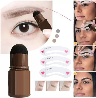 KAIASHA the best Eyebrow Stamp 3 Eyebrow Stamp Stencils Kit and 2 Eyebrow Brushes 10 g(BROWN)