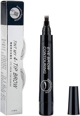 Glovasilk Waterproof 4 Point Eyebrow Pencil Black - Microblading Fork Tip Tint Pen(Black)