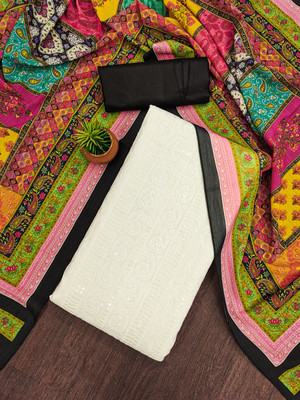 HERE&NOW Cotton Blend Printed Salwar Suit Material