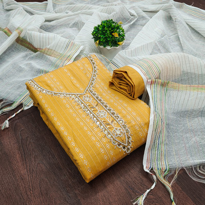 Wonaya Fab Cotton Blend Self Design Salwar Suit Material